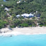 Aerial picture of Long Bay House and beach.
